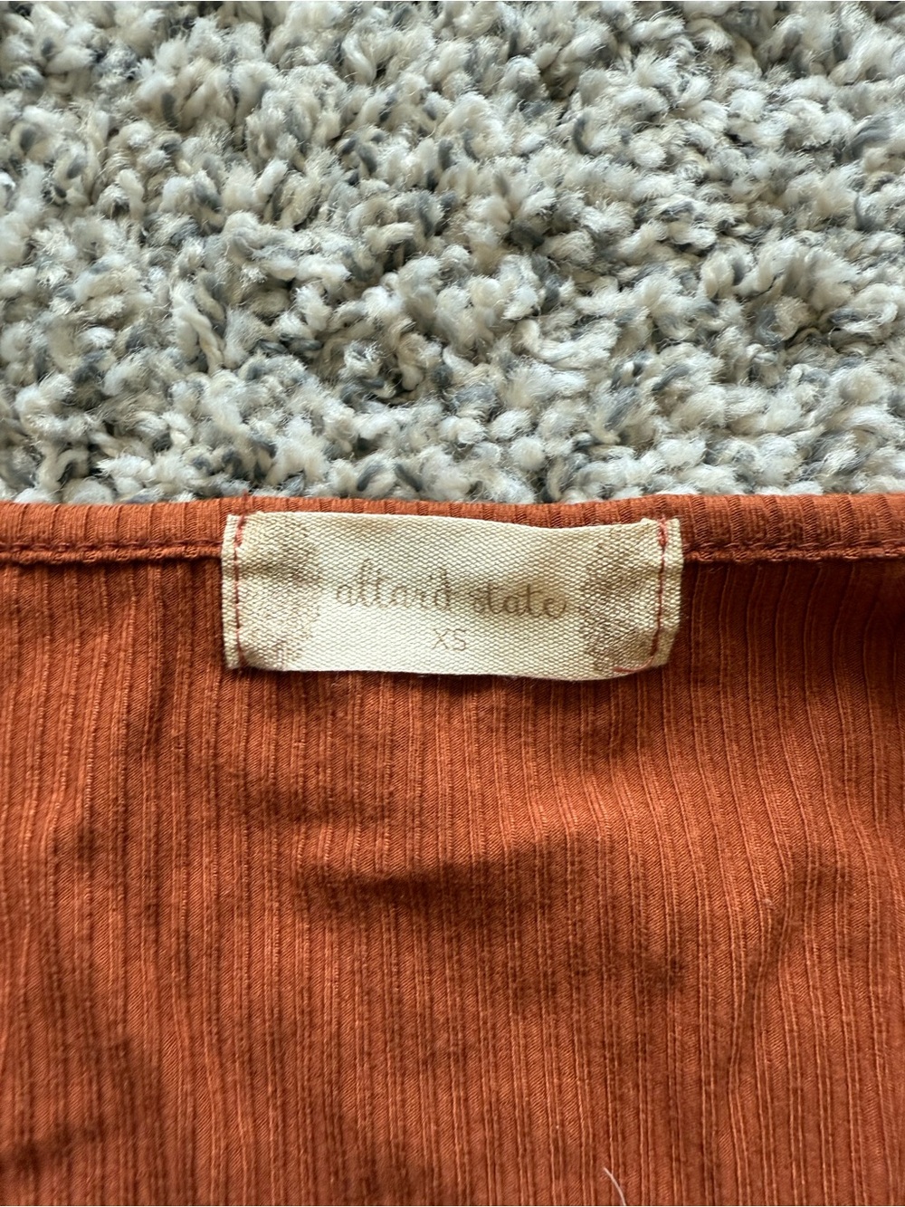 Altar'd State Rust Ribbed Ruched V-Neck Long Sleeve Top - Picture 2 of 2